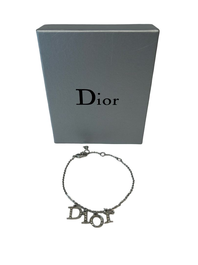 Dior Silver Chain CD Rhinestone Bracelet