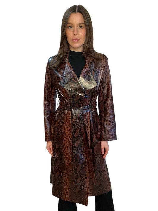 Nour Hammour Python Print Amina Cinched Python Leather Coat. Size: 34