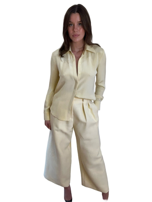 Brandon Maxwell Lemon Pleated Trousers. Size: 2