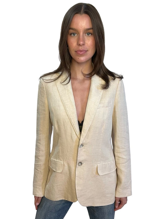 Polo by Ralph Lauren Neutral Double Button Blazer. Size: 8