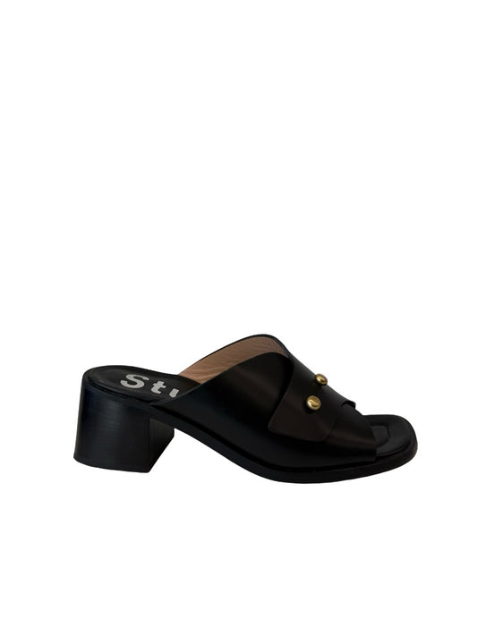 Acne Studios Black Leather 'Joaney' Heeled Mules. Size: 37