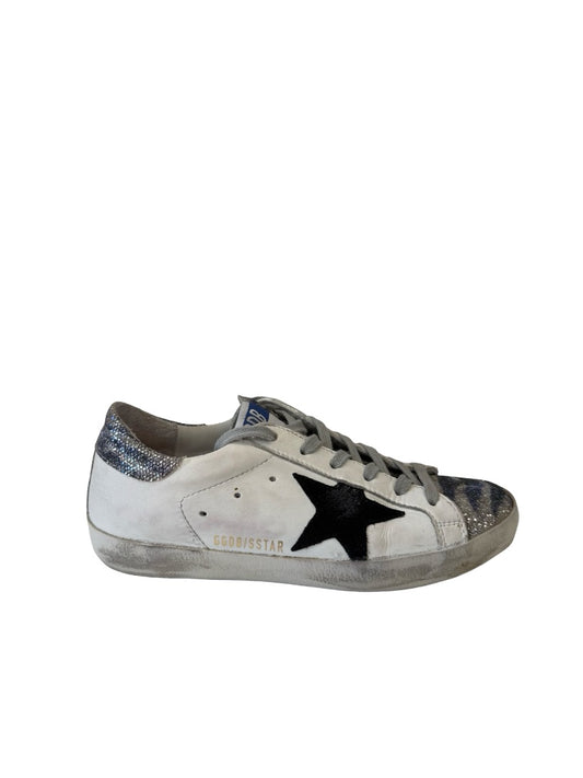 Golden Goose White Star Glitter Sneakers. Size: 36