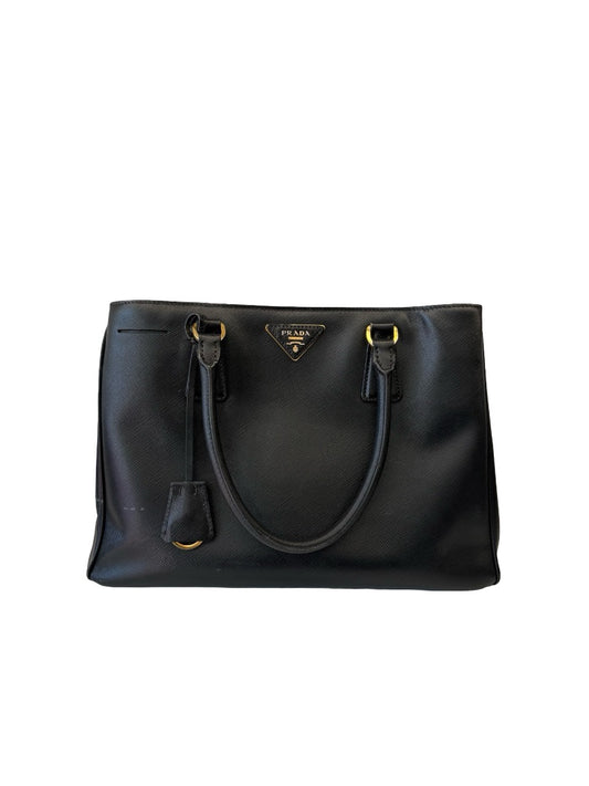 Prada Black 'Galleria' Saffiano Leather Handbag. Size: Large