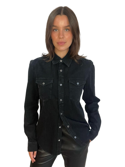 Givenchy Black Denim Shirt w/ Studs. Size: S