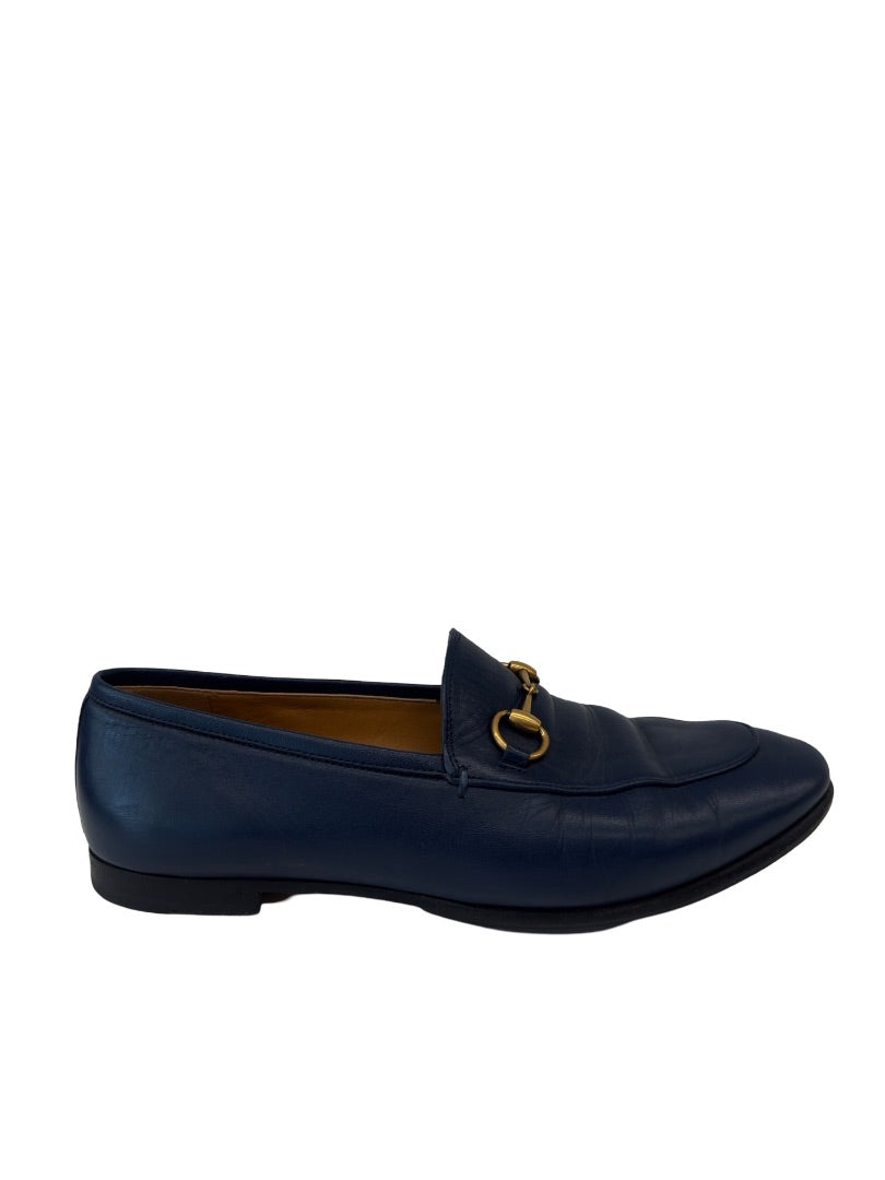 Gucci Navy HorseBit Flat Slip Ons. Size: 38