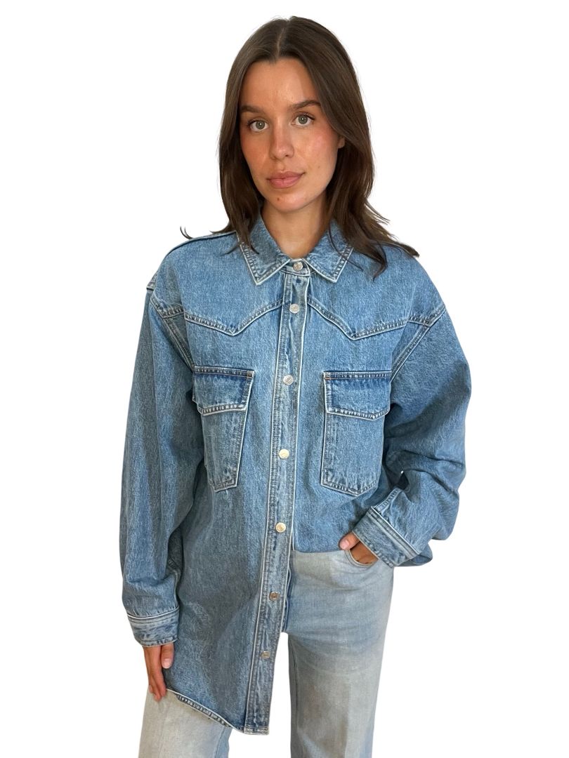 SLVRLAKE Blue 'Western' Oversized Denim Overshirt. Size: S