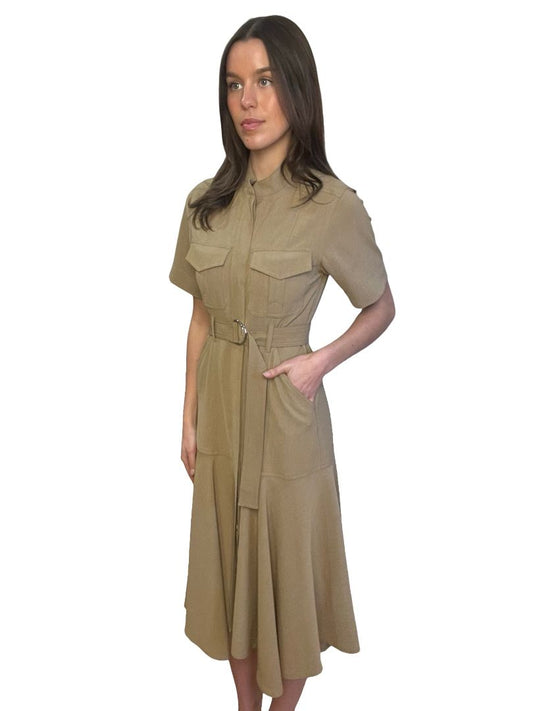 A.L.C. Khaki Belted Shirt Dress. Size: 0