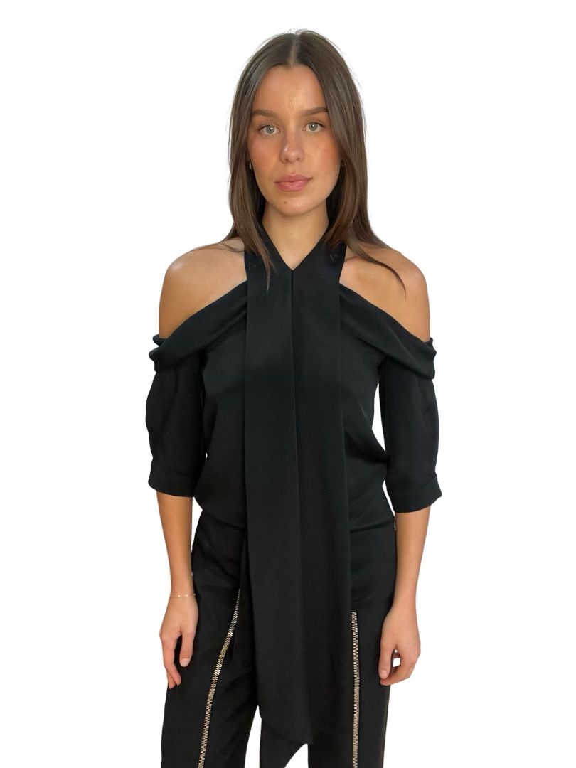 Erdem Black Shoulder Cut Top. Size: 8