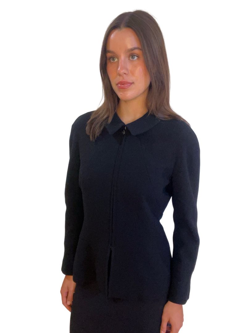 Chanel Black Zip Up Jacket. Size: 42