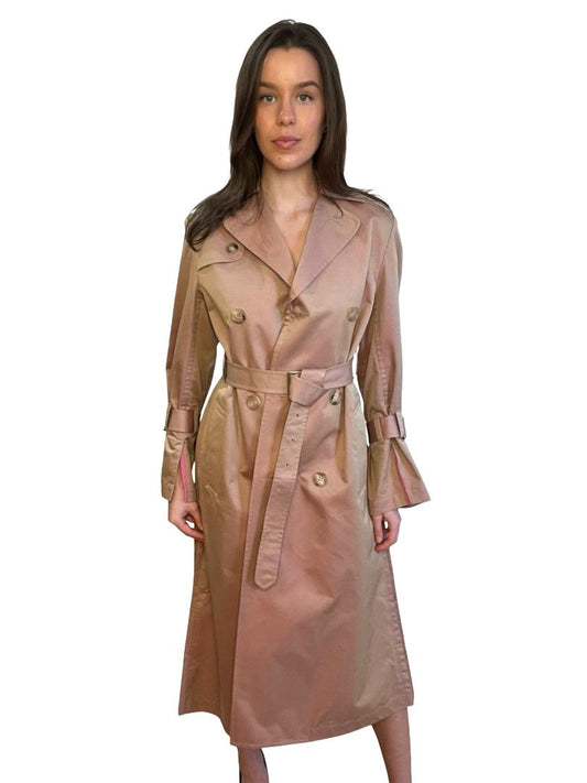 Junya Watanabe X Comme Des Garcon Beige/Pink Pleated Shift Coat. Size: S