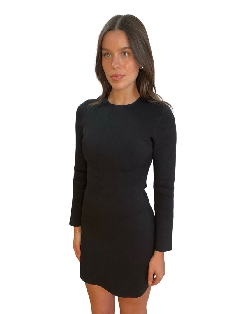 Scanlan Theodore Black Crepe Knit Dress. Size: XS
