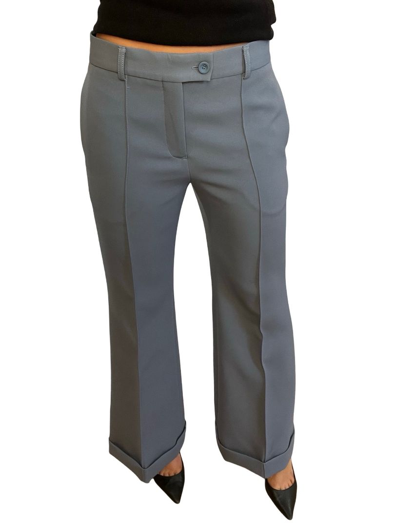 Acne Studios Slate Blue Pleated Trousers W Stitched Cuff. Size: 36