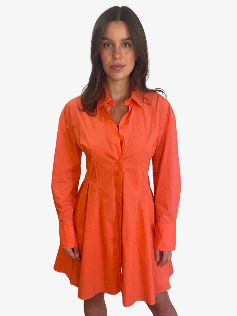 Scanlan Theodore Orange Cut-Out Shirt Dress. Size: 10