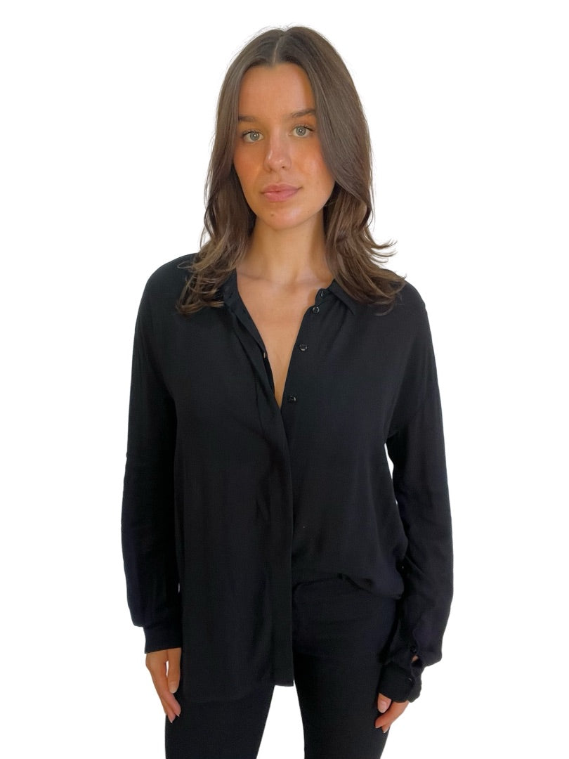 Scanlan Theodore Black Relaxed Sheer Shirt. Size: 8