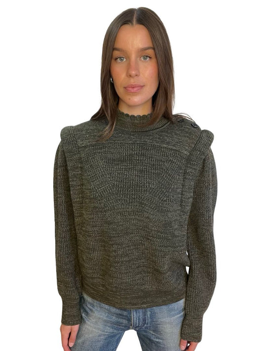 Isabel Etoile Marant Dark Green Shoulder Pad Knit. Size: 38