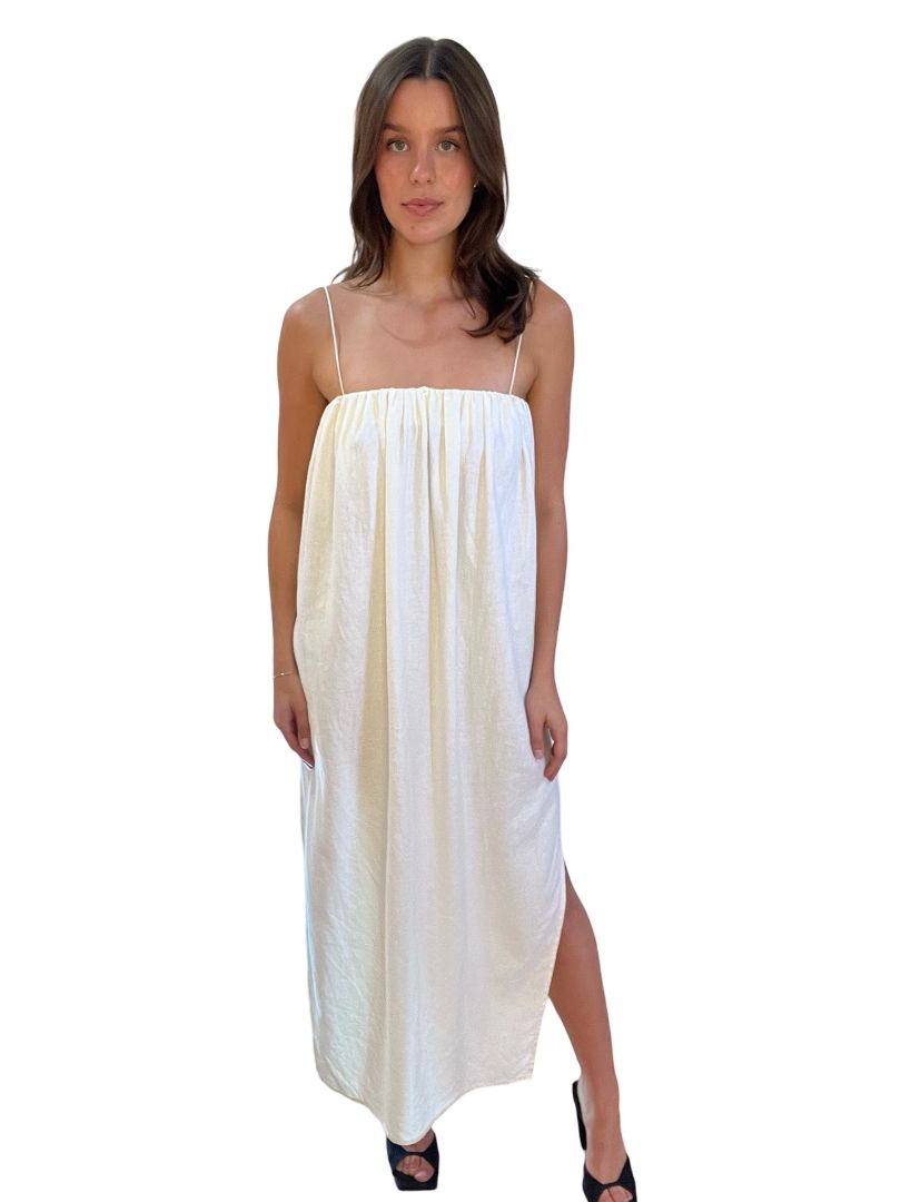 Camilla & Marc Cream Spaghetti Strap Slit Dress. Size: 6