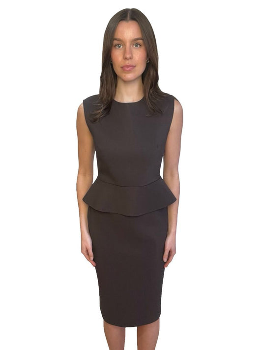 Scanlan Theodore Brown Peplum Midi Dress. Size: 12