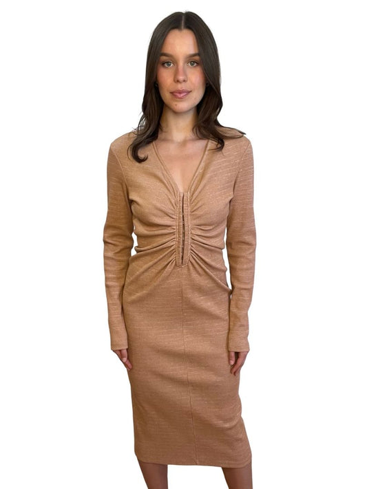 Viktoria & Woods Brown Lifeline Dress w Eyelet Bust Feature & Long Sleeve. Size: 3