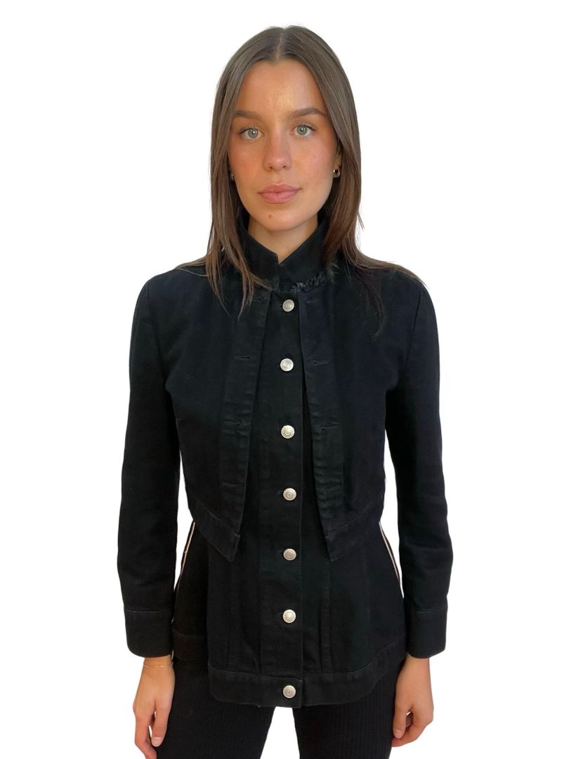 Alexander McQueen Black Denim Double Jacket. Size: 44