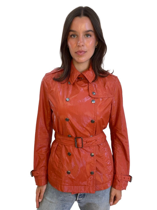 Burberry Brit Orange Rain Jacket. Size: 10
