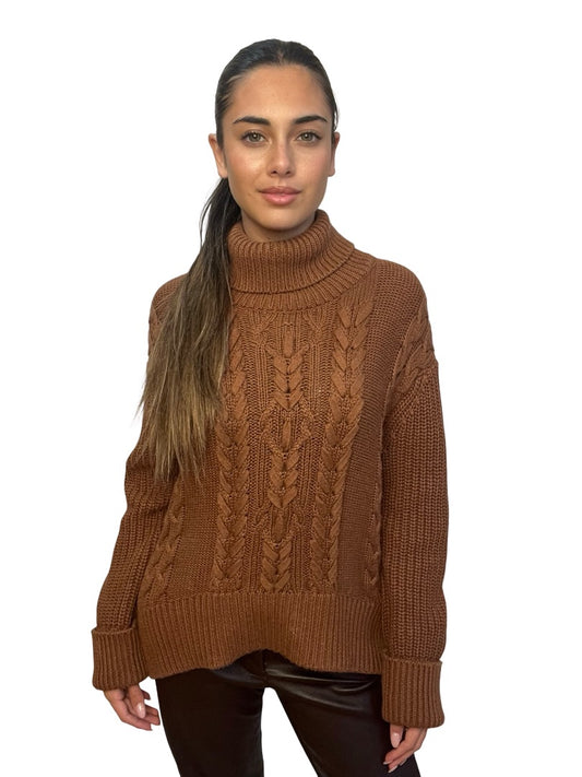 Victoria & Woods Brown Turtleneck Knit Sweater. Size: 0