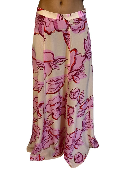 Manning Cartell Pink / Cream Floral Print Maxi Skirt. Size: 8