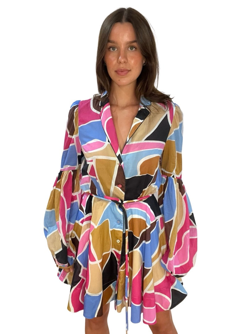 Rebecca Vallance Multi-Colour Le Reve Long Sleeve Dress. Size: 10