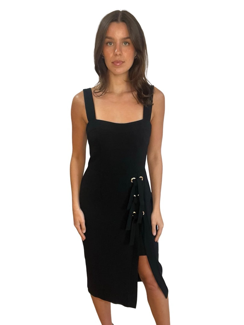 Rebecca Vallance Black Celestina Tie Dress. Size: 10