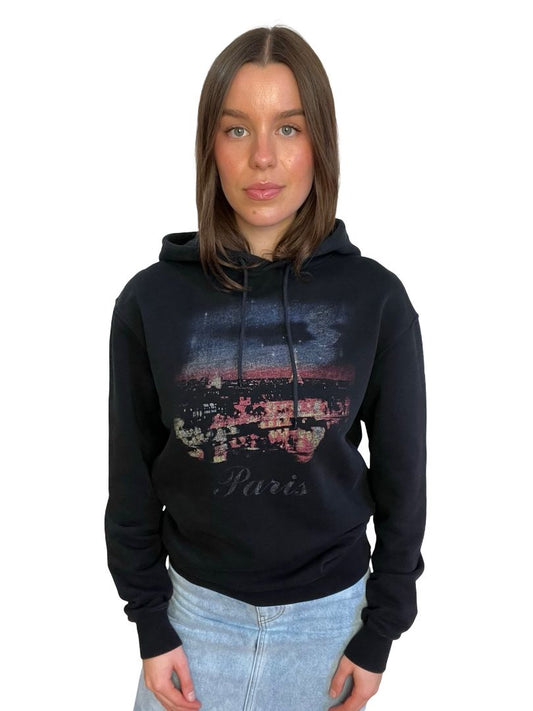 Balenciaga Black 'Paris' Graphic Hoodie. Size: S