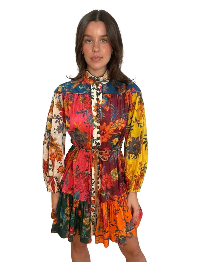 Zimmermann Multi-Colour Ginger Lantern Mini Dress. Size: 1