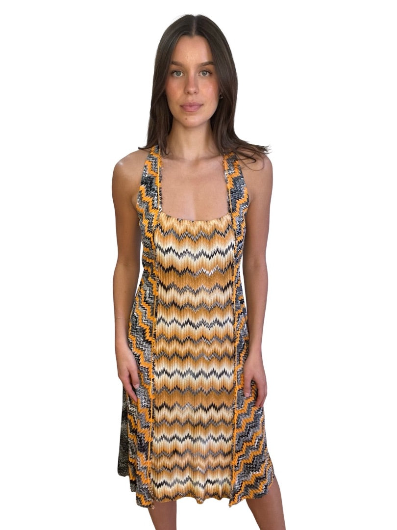 Missoni Mare Orange Zigzag Knit Midi Dress. Size: M