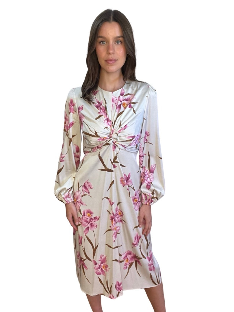 Zimmermann Purple / Beige Corsage Knot Midi Dress.. Size: 2