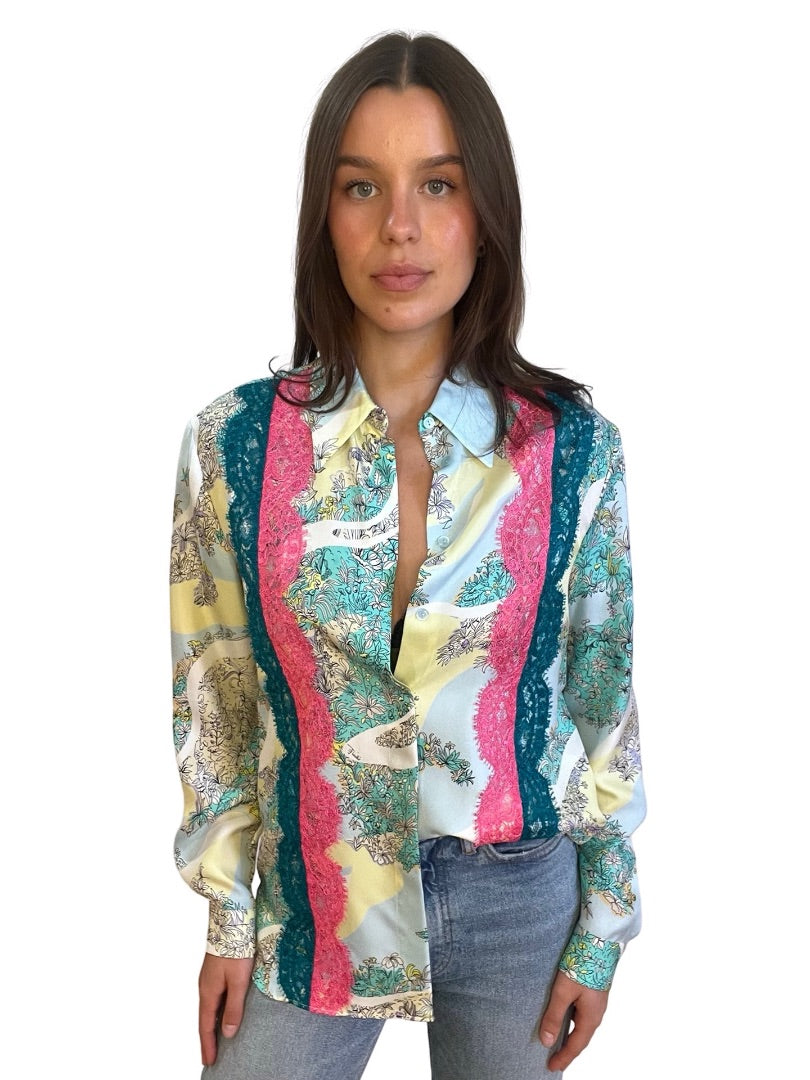 Emilio Pucci Multi-Colour Silk Print Shirt. Size: 10