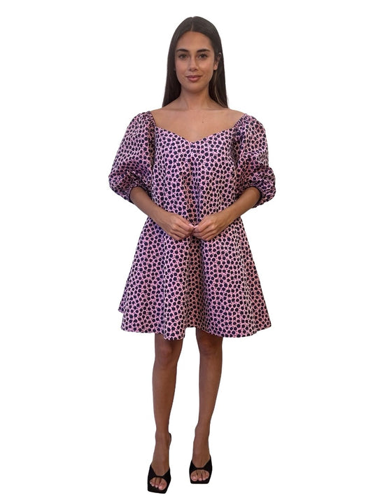 Scanlan Theodore Pink/Navy Floral Trapeze Mini Dress. Size: 10