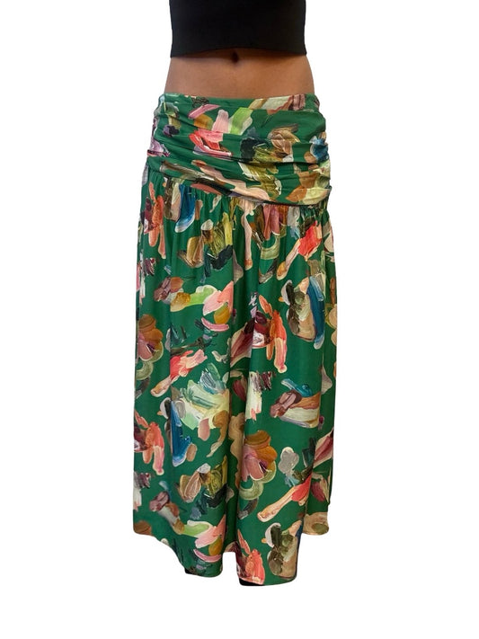 Alemais Green Arlo Paint Print Skirt. Size: 12