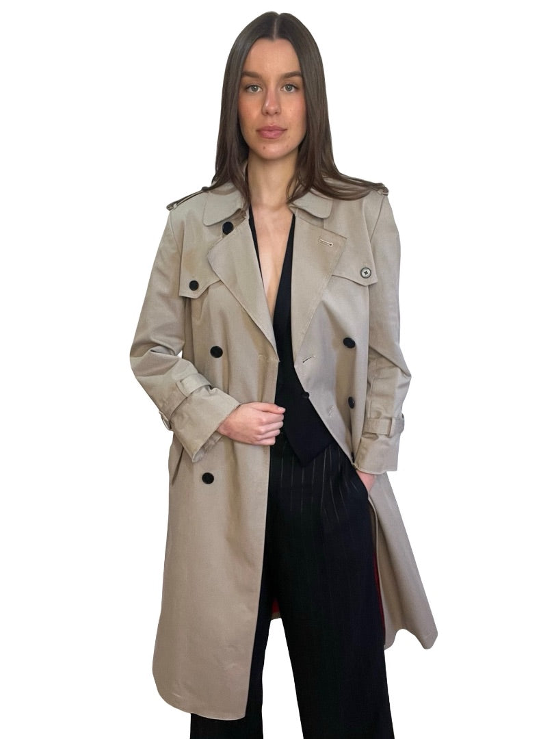 Zadig & Voltaire Beige Frayed Hem Double Breasted Trench. Size: XS