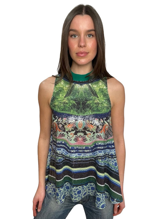 Clover Canyon Multi-Colour Sleeveless Sequin Top. Size: M