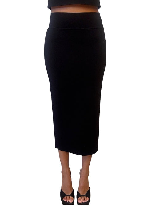 Scanlan Theodore Black Crepe Knit Skirt. Size: M