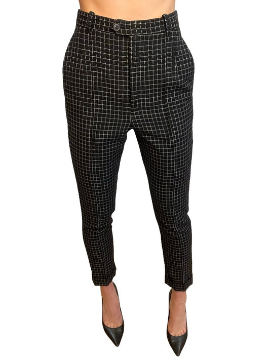 Isabel Marant Black / White Box Stitch Trousers. Size: 38