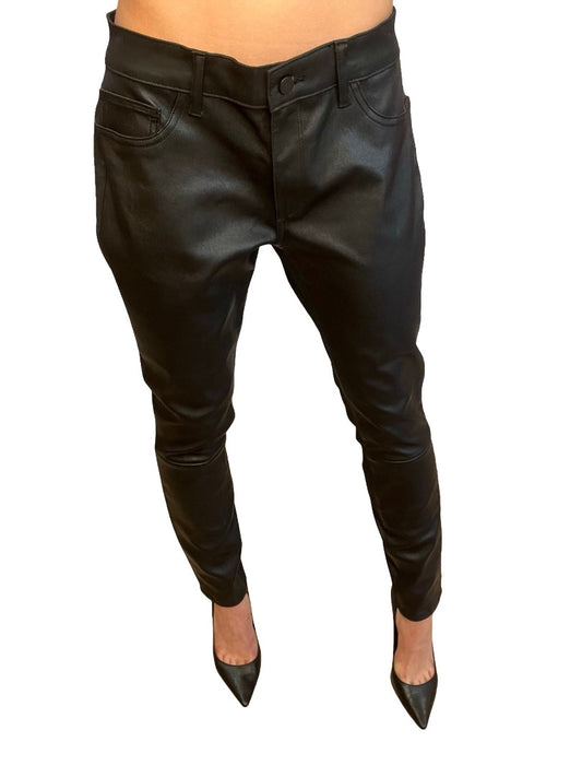 DL1961 Black Leather 'Emma Low Rise Skinny' Pants. Size: 32