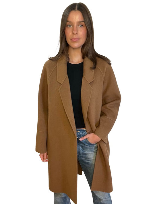 Lee Mathews Brown Wool/ Cashmere Blend Coat. Size: L