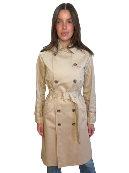 A.P.C Tan 'Greta' Trench Coat. Size: 34