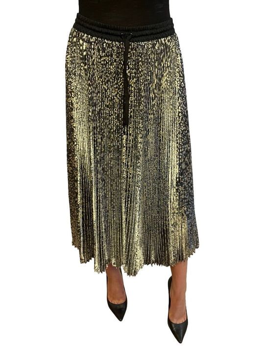 Rebecca Vallance Gold / Black Glitter Leopard Print Maxi Skirt. Size: 12
