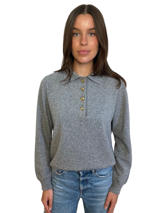 Blaze Milano Grey Wool/Cashmere Longsleeve W Gold Buttons. Size: 2