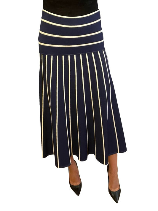 Zimmermann Navy Striped Midi Skirt. Size: UK 10