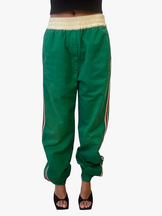Gucci Green Tapered Striped Cotton Pants. Size: 42
