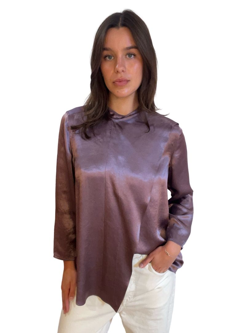 Acne Studios Purple Long Sleeve Loose Blouse w NeckTie Size: 8