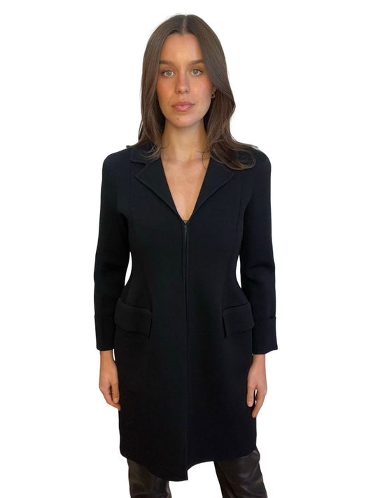 Scanlan Theodore Black Crepe Knit Coat. Size: M