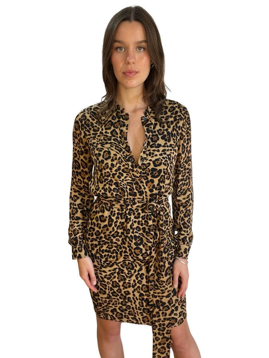 Gucci Brown Leopard Print Mini Dress. Size: 40