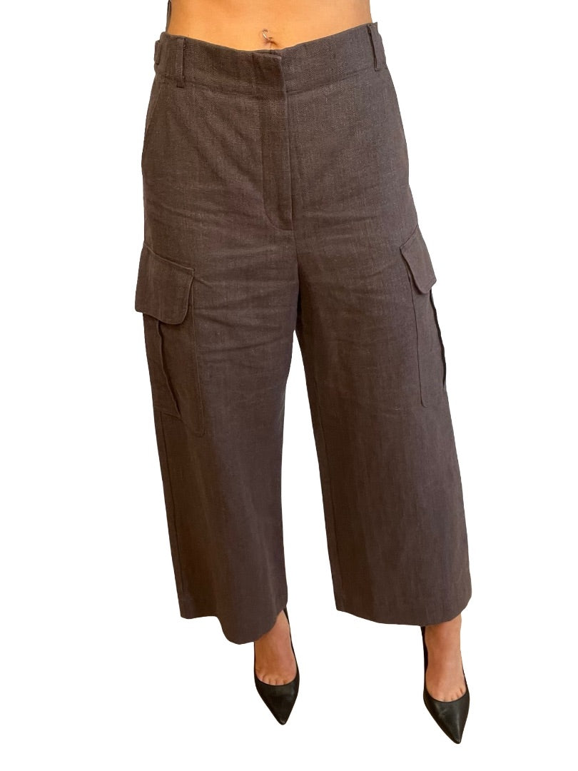 Scanlan Theodore Grey Linen Cargo Pants. Size: 8